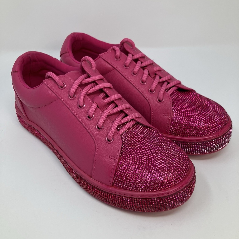 Lady Couture Pink Rhinestone Embellished Low-Top Sneakers Women's Size 9